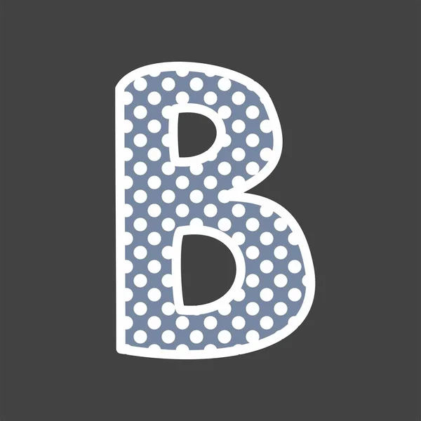 黒の背景に白と青の水玉模様の B ベクトル アルファベット — ストックベクタ