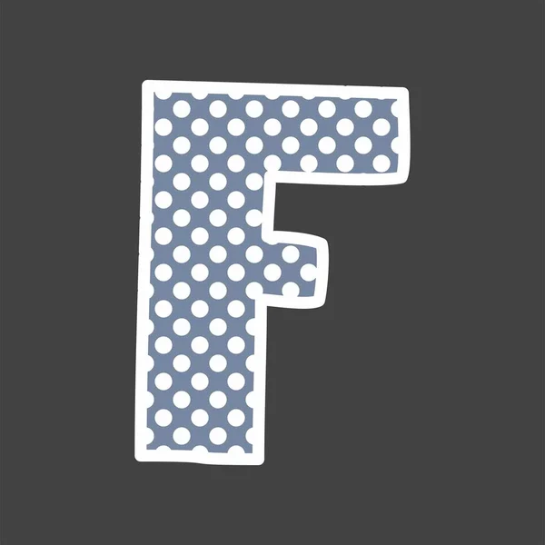 黒の背景に白と青の水玉模様の F ベクトル アルファベット — ストックベクタ