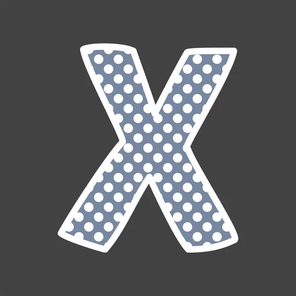 검은 배경에 흰색, 파란색 물방울 무늬와 X 알파벳 벡터 편지 도트 — 스톡 벡터