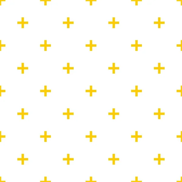 Dlaždice kříž plus žluté a bílé vektorové vzor — Stockový vektor