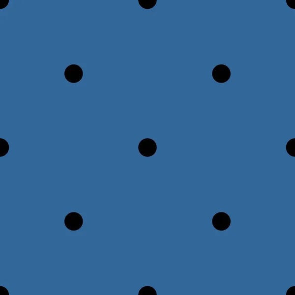 Плитка Векторний візерунок з чорними крапками на синьому фоні — стоковий вектор