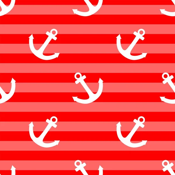 Kakel sjöman vektor mönster med ankare och ränder på rosa och röd bakgrund — Stock vektor