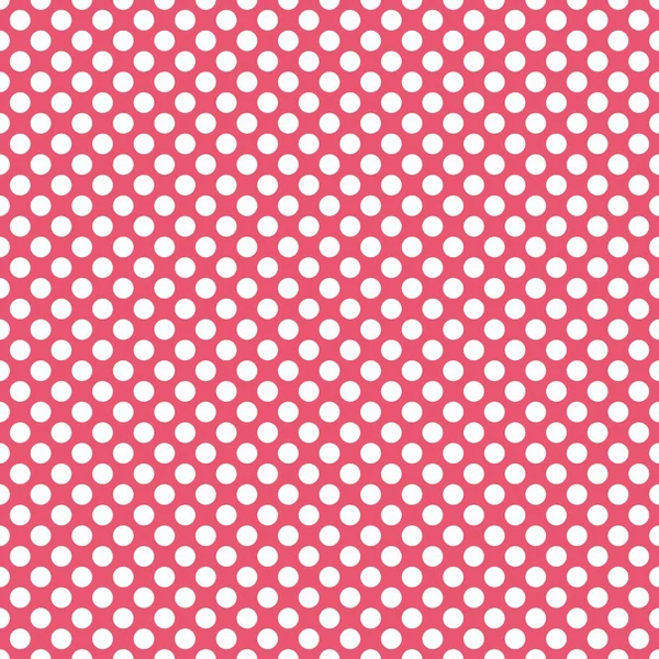 Naadloze vector patroon met witte polka stippen op tegel pastel roze achtergrond — Stockvector