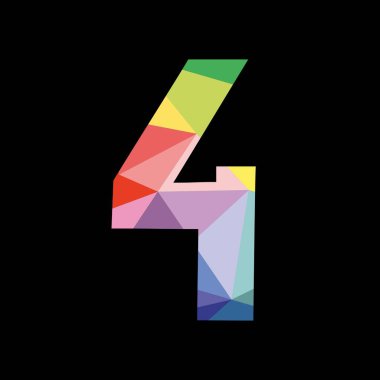 Renkli vektör sayı 4 siyah arka plan üzerine izole