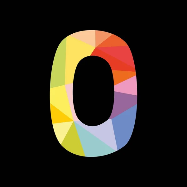 Vecteur coloré numéro 0 isolé sur fond noir — Image vectorielle