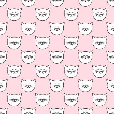 Döşeme vektör deseni pembe bir arka plan üzerinde beyaz kediler