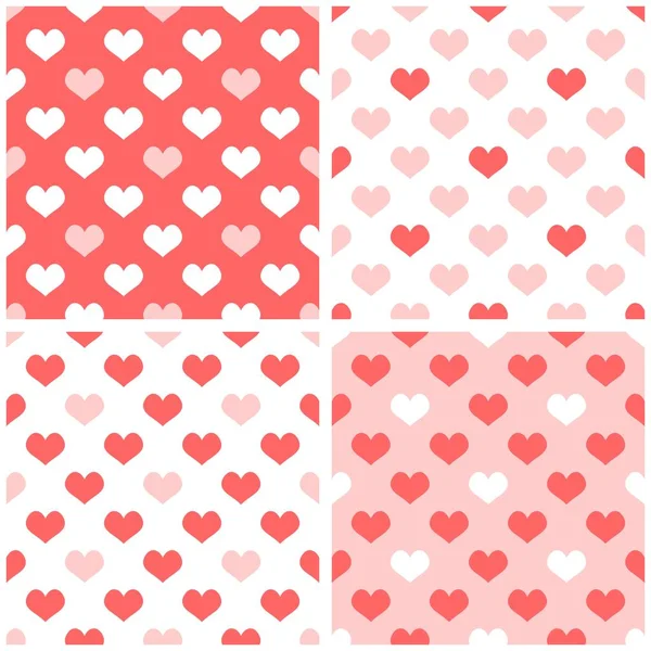 Azulejo Patrón Vectorial Conjunto Con Corazones Sobre Fondo Blanco Rosa — Vector de stock