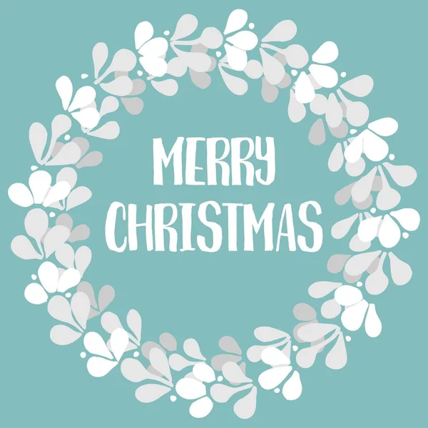 Merry Christmas Pastel Vector Card Wreath — Stock Vector
