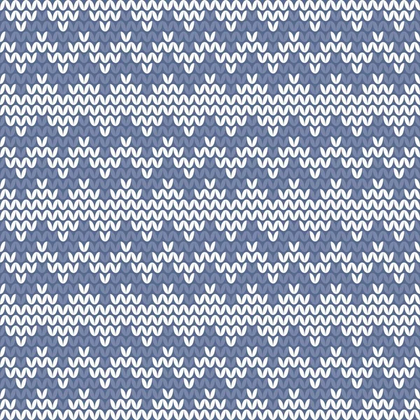 Blauw Wit Breien Vector Patroon Winter Achtergrond Tegel — Stockvector