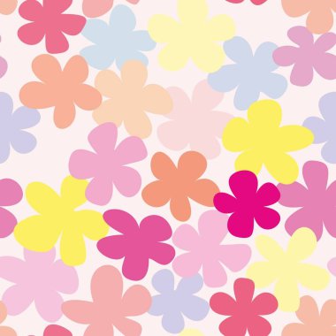 Pembe arka planda çiçekli pastel vektör deseni