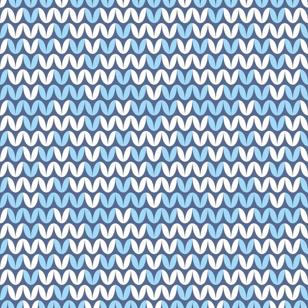 タイルの青と白のニット パターンや冬のベクトルの背景 — ストックベクタ