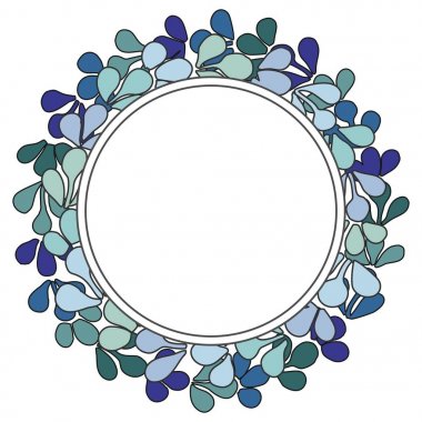 Pastel mavi ve nane yeşil defne çelengi vektör çerçeve
