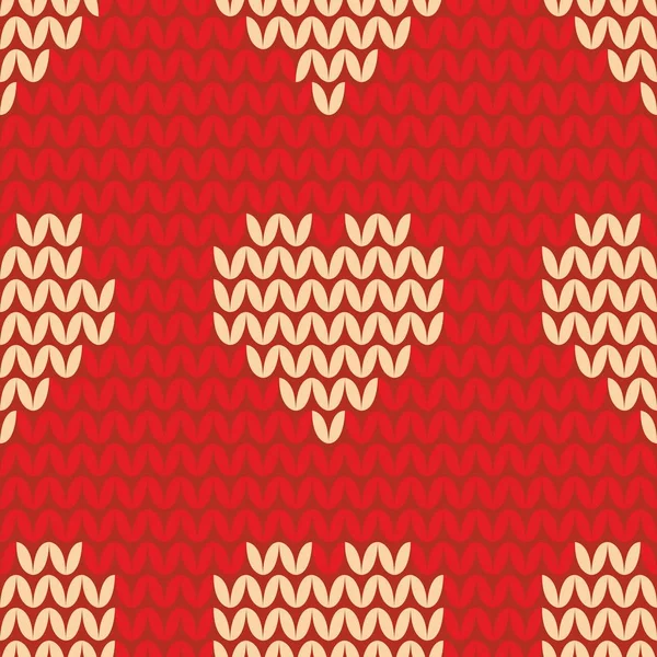 Patrón Vector Punto Azulejo Con Corazones Amarillos Sobre Fondo Rojo — Archivo Imágenes Vectoriales