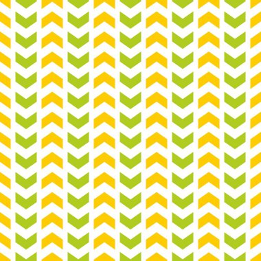 Beyaz arkaplanda yeşil ve sarı ok izli döşeme vektör deseni