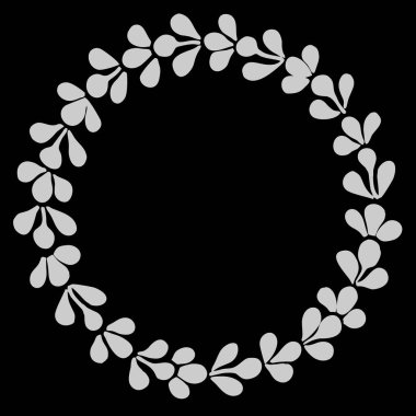 Gri defne vektör çelengi siyah arka plan üzerine