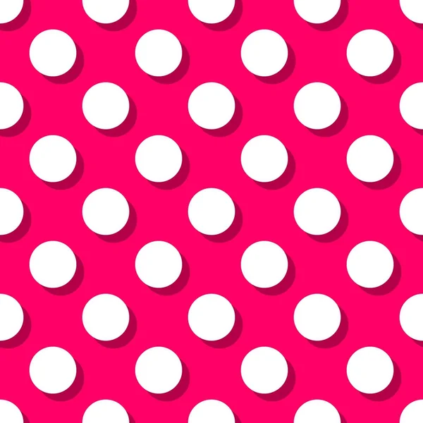 Tegel Vector Patroon Met Grote Witte Polka Stippen Roze Achtergrond — Stockvector