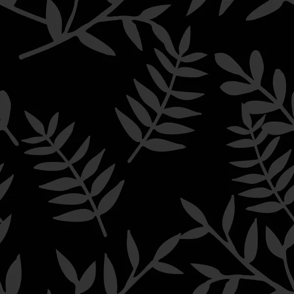 Tropisches Vektormuster Mit Blättern Auf Schwarzem Hintergrund — Stockvektor