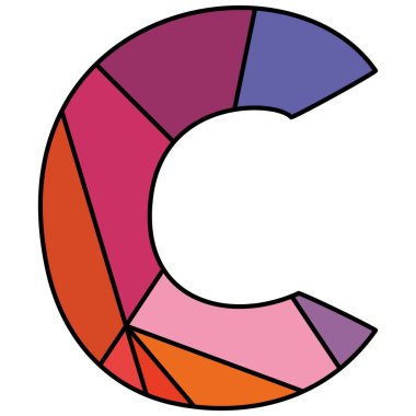 C yüzey pastel alfabe vektör mektup beyaz arka plan üzerinde izole kaydırma