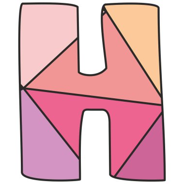Yüzey pastel alfabe vektör mektup beyaz arka plan üzerinde izole kaydırma H