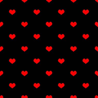 Döşeme vektör deseni sorunsuz dekorasyon duvar kağıdı için siyah arka plan üzerinde kırmızı Kalpler