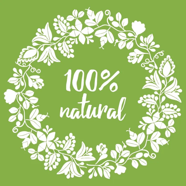 100 Φυσικό Διανυσματικό Σημάδι Σφραγίδα Πράσινο Φόντο — Διανυσματικό Αρχείο