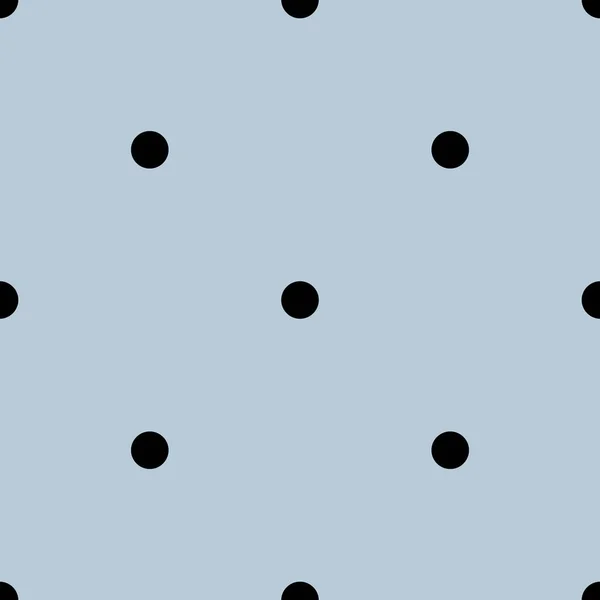 Patrón Vectorial Azulejos Con Lunares Negros Sobre Fondo Azul Pastel — Vector de stock