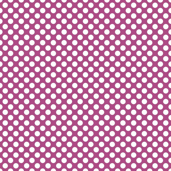 ダーク バイオレット ピンク色の背景に白の水玉模様のタイルのベクトル パターン — ストックベクタ