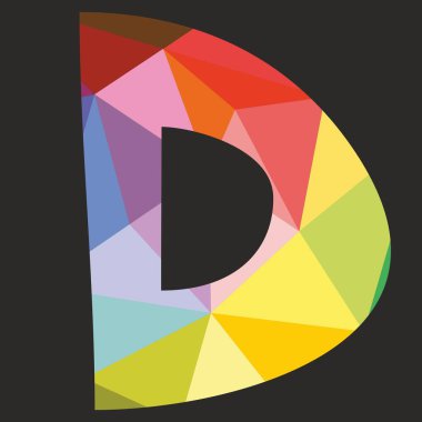 D vektör düşük Poli yüzey pastel renkli ve beyaz Alfabe harf siyah arka plan üzerine izole kaydırma