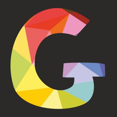 G vektör düşük Poli yüzey pastel renkli ve beyaz Alfabe harf siyah arka plan üzerine izole kaydırma