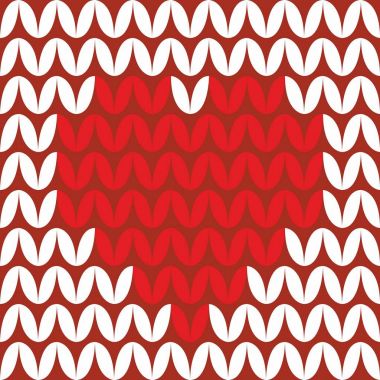 Beyaz zemin üzerine kırmızı kalpler ile vektör desen örgü döşeme