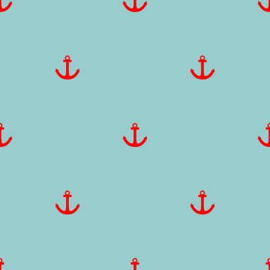 Döşeme denizci vektör deseni pastel nane yeşil zemin üzerine kırmızı çapa