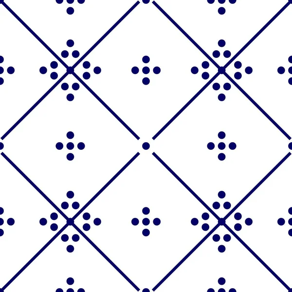 Azulejos Índigo Azul Blanco Azulejos Decorativos Patrón Vectores Fondo Sin — Vector de stock