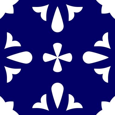 Vektör desen veya kesintisiz arka plan karo çivit mavi ve beyaz dekoratif zemin fayans