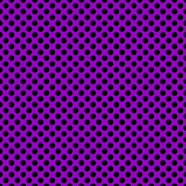 紫色の背景に黒の水玉模様のタイルのベクトル パターン — ストックベクタ