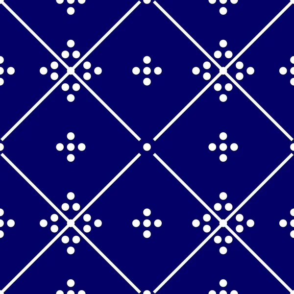 Tile Indigo Blue White Decorative Floor Tiles Vector Pattern Seamless — Stock Vector