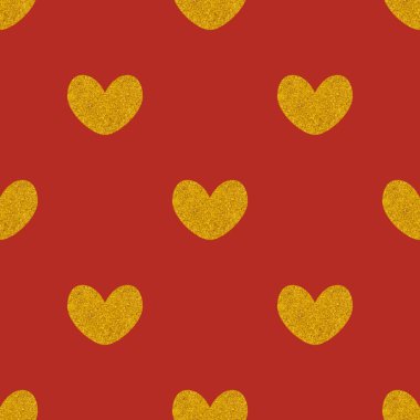 Döşeme vektör deseni kırmızı zemin üzerine altın Kalpler