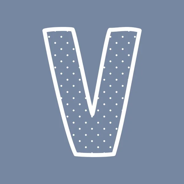 Vector Alphabet Letter White Polka Dots Blue Background — Stock Vector