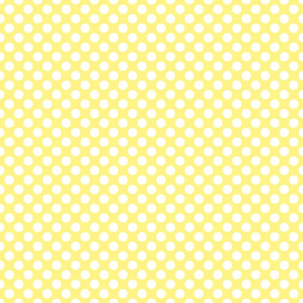 黄色の背景に白い水玉模様のタイルベクトルパターン — ストックベクタ