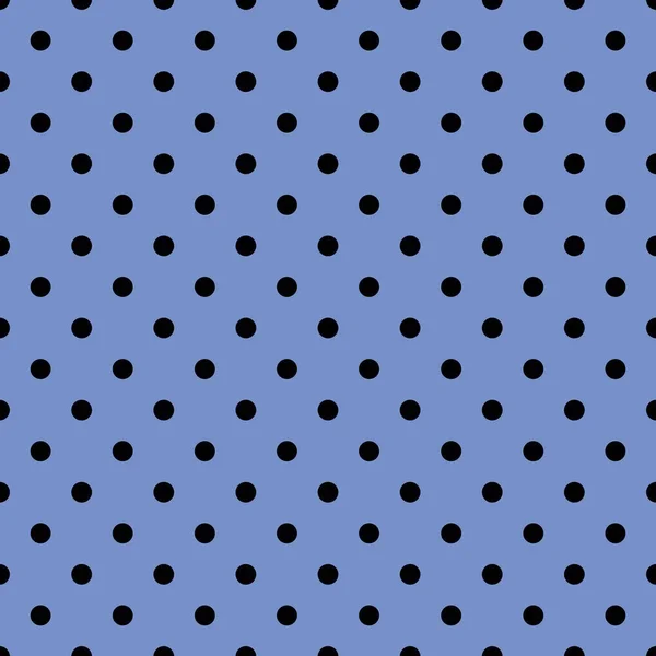 粉彩蓝色背景下的黑色圆点的瓷砖矢量图案 — 图库矢量图片