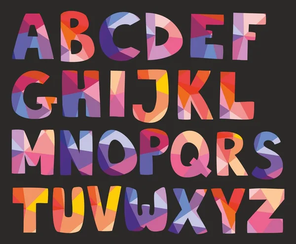 Pastell Alphabet Vektorbuchstaben Isoliert Auf Schwarzem Hintergrund — Stockvektor
