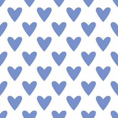 Beyaz arka plan üzerinde mavi kalpler döşeme sevimli vektör deseni el ile çizilmiş