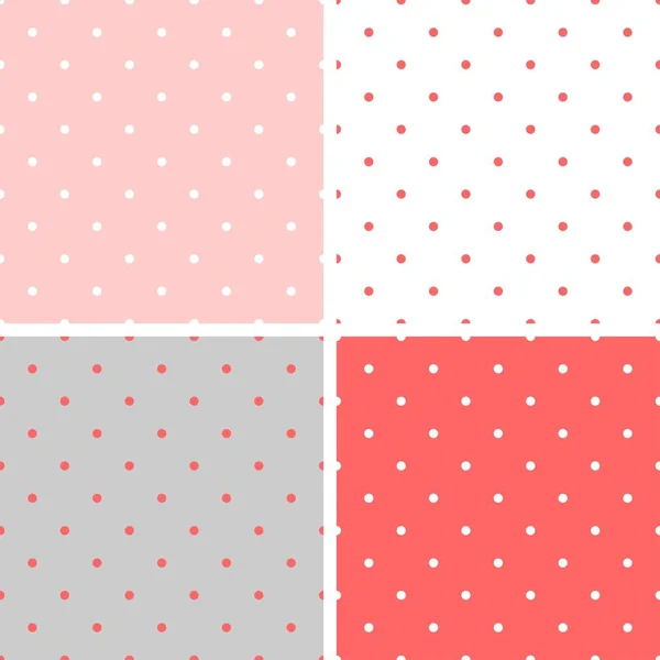 Tile Pattern Set Polka Dots Pastel Pink Grey White Background — Stock Vector