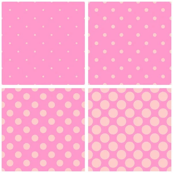 Tegel Vector Patroon Ingesteld Met Pastel Polka Dots Roze Achtergrond — Stockvector