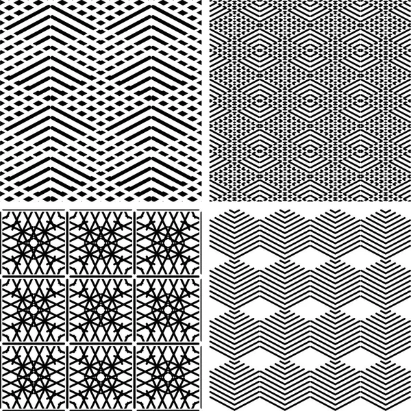 黒と白のベクトル パターン セットまたは北欧の背景を並べて表示します — ストックベクタ