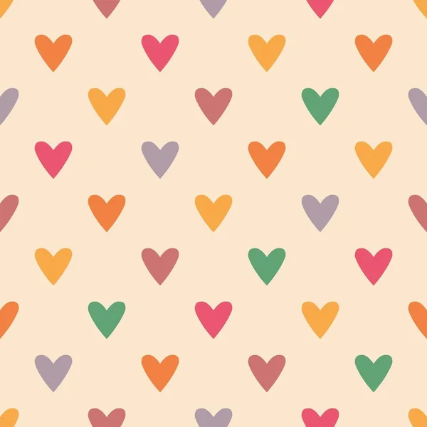 Modèle Vectoriel Tuile Avec Des Cœurs Doux Sur Fond Pastel — Image vectorielle