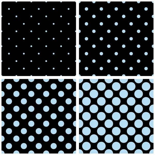 Azulejos Patrón Vectorial Conjunto Con Lunares Azules Sobre Fondo Negro — Archivo Imágenes Vectoriales