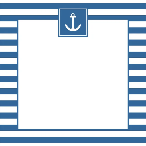 Nautical Vector Card Invitation Anchor Blue Background White Stripes — Stock Vector