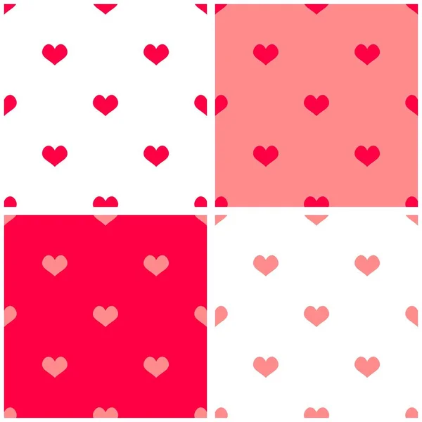 Tile Vector Pattern Set Hearts White Pastel Pink Backgrounds — Stock Vector