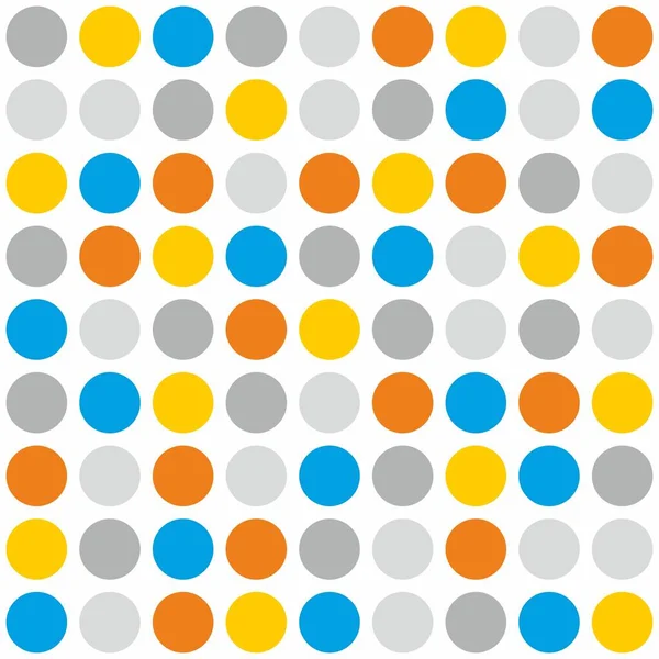 Tile Vector Pattern Grey Blue Orange Yellow Polka Dots White — Stock Vector