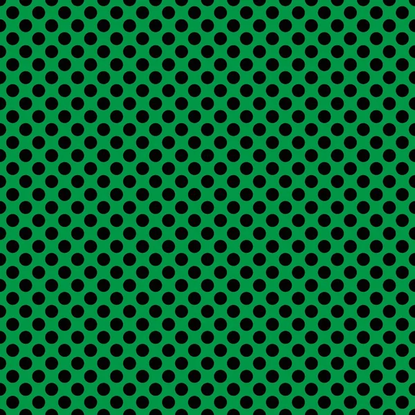 Tile Vector Pattern Black Polka Dots Green Background — Stock Vector